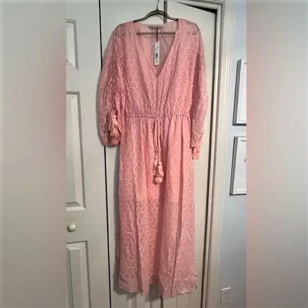 (70% OFF) Nwt Alice & Olivia Esmeralda Silk Blend Side Slit Midi Dress Medium - Picture 7 of 7